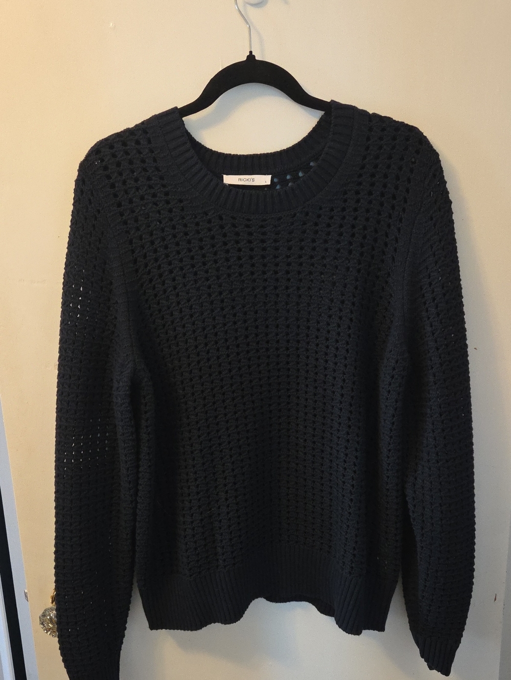 Ricki's Navy Blue Open-Knit Crew Sweater